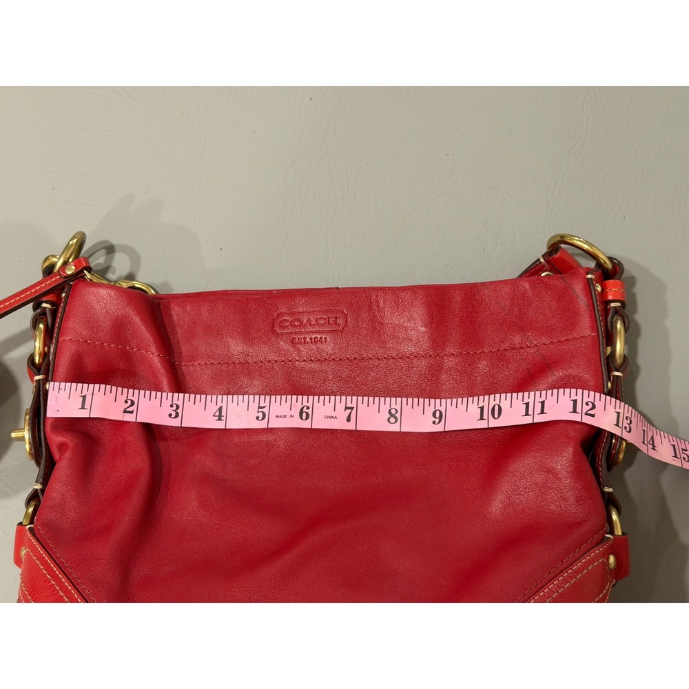 Coach 10615 Ergo Hobo Bag Womens Red Leather Brass Hardware Good Condition - Picture 16 of 16